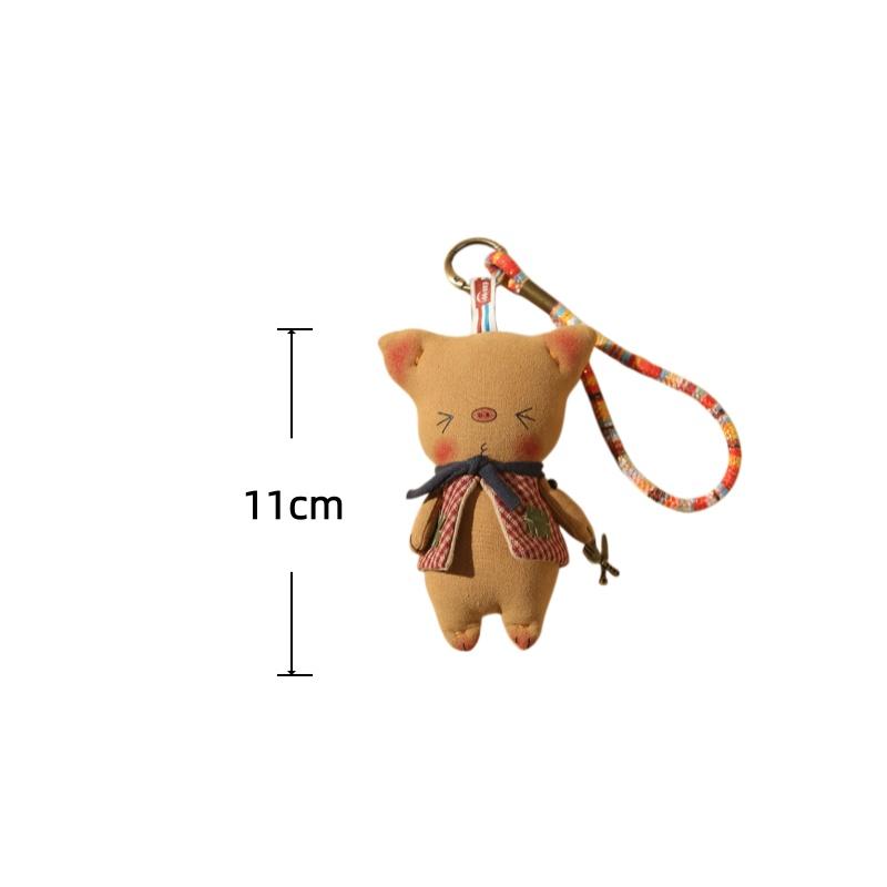 Fabric Handmade Animal Plush Toy Pendant Pig Rabbit Bear Stuffed Doll Keychain Backpack Pendant Car Key Holder Birthday Gifts