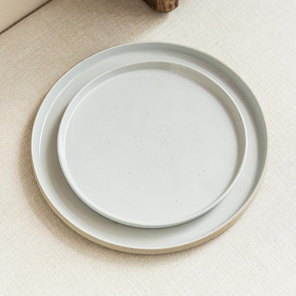 Large Plate Round Shallow Plate Simple Style Ceramic Plate Tableware Vegetable Plate Household Dessert Plate Breakfast Pasta Plate Plate