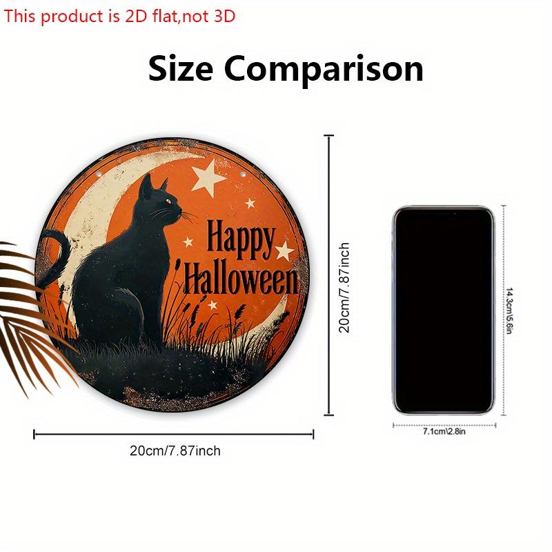 Wesołego Halloween Drewniany Znak ze Wzorem Czarnego Kota - Figurki Ozdobne ze Wzorem Półksiężyca i Gwiazdy - Idealne na Drzwi Wejściowe, Podwórko, Ganek, Dekoracja Pokoju
