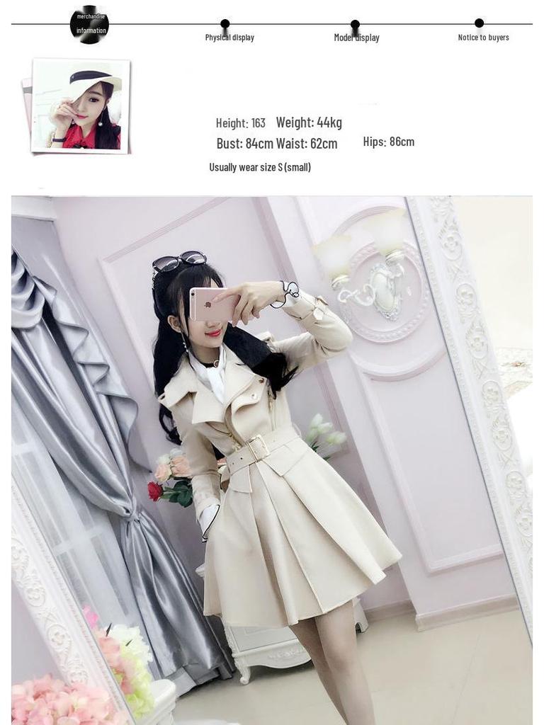 Women's Beige Fleece-Lined Trench Coat: British & Korean Style, Thickened, Long-Sleeved, Mid-Length, Autumn/Winter Warm & Stylish.