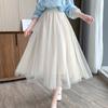 Mesh Skirt for Women In Spring and Summer New High-waisted Skirt Mid-length Elastic Waist A-line Skirt Princess Long