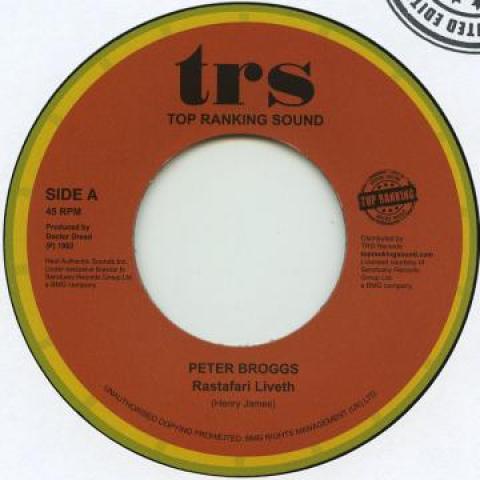 7inch Record PETER BROGGS - Rastafari Liveth / Dub TRSRR6 Top Ranking 1982 Europe Reggae, Ska & Dub Used