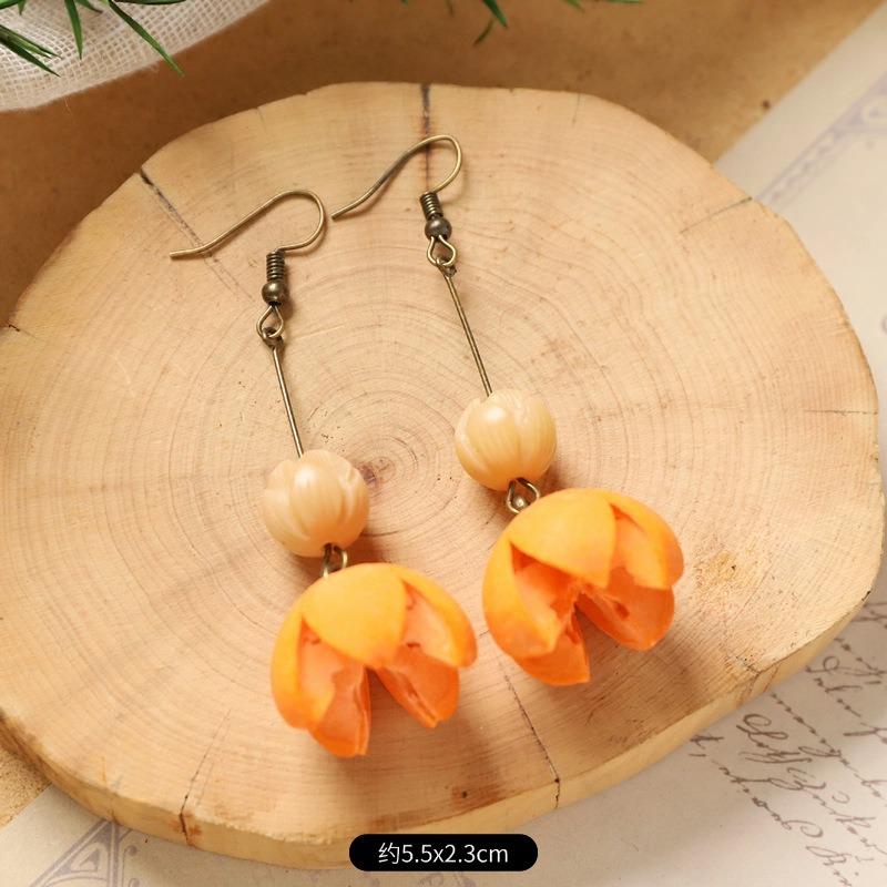 Retro Handmade Plant Fruit Earrings Pine Cone Literature and Art Chinese Medicine Dried Fruit Niche Creative Earrings Women