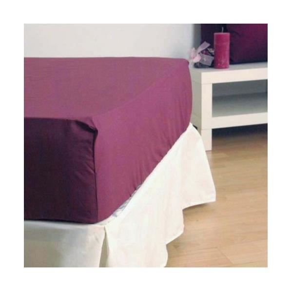 Drap housse - AUBERGINE - 35 BASIC - Violet - 90 x 190 cm - Synthétique