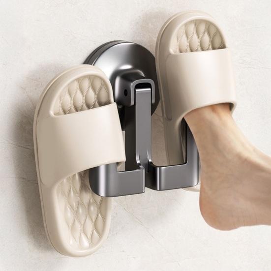 Wall Mounted Slipper Hook No Drilling Shoe Rack with Push-to-Lock Vacuum Seal Quick Dry Slipper Organizer Hook Waterproof Flip-Flops Hook for Bathroom