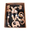 Baby Pacifier Clips Safe Teething Chain Baby Pram Wood Pendant Cartoon Elephant Bed Hanging 3pcs Babies Stroller Toy