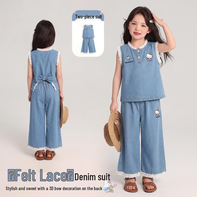 Hello Kitty Girls Summer Denim Two-Piece Set 160