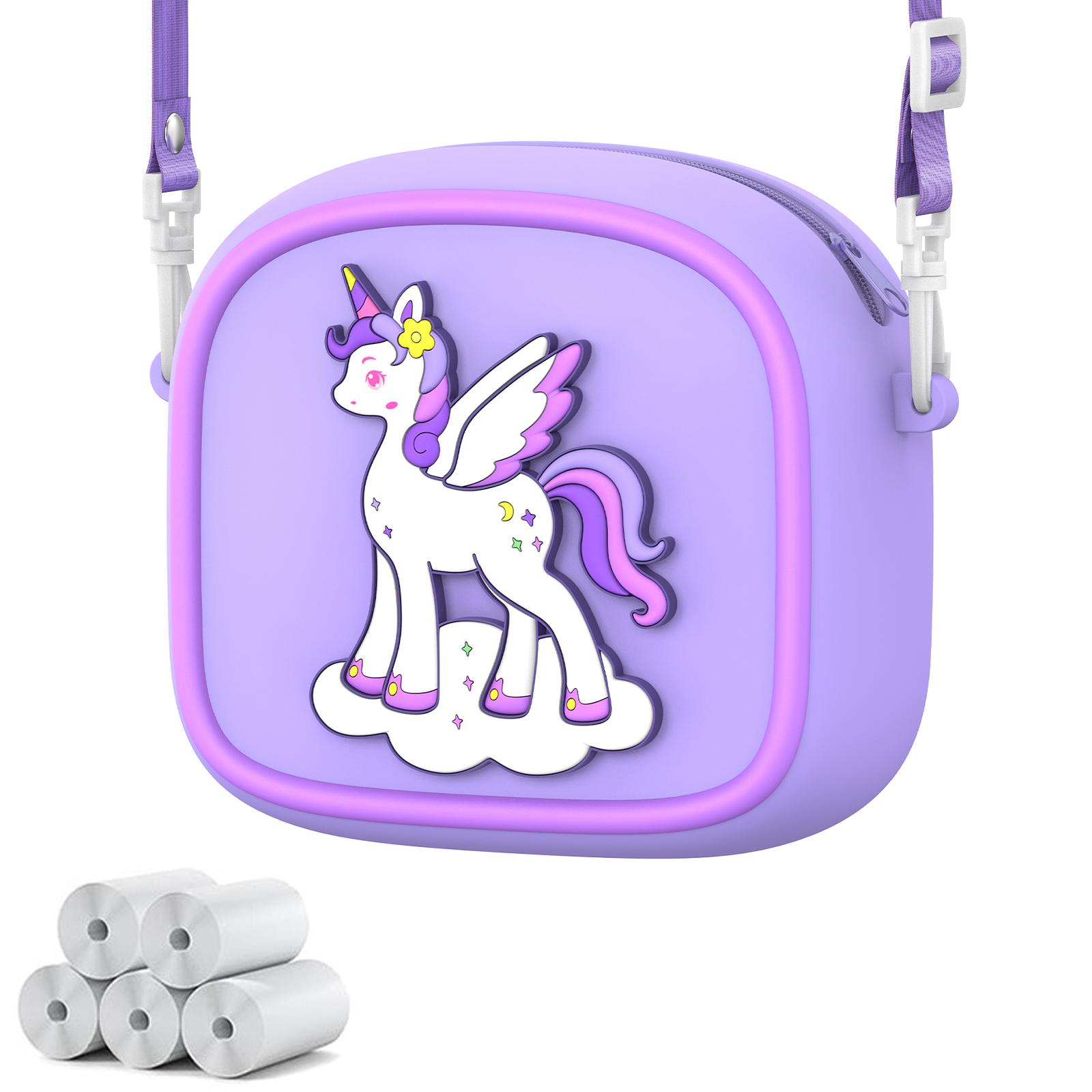 

Cute Cartoon Animal Design Children Camera Carrying Case Silicone Shoulder Bag with 5 Rolls Thermal Paper C