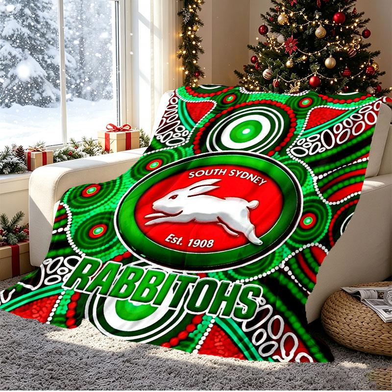 South Sydney Rabbitohs Pattern Blanket for Home Decoration, Bed, Sofa, Car Travel, Camping, Suitable for All Seasons, Birthday Christmas Gift