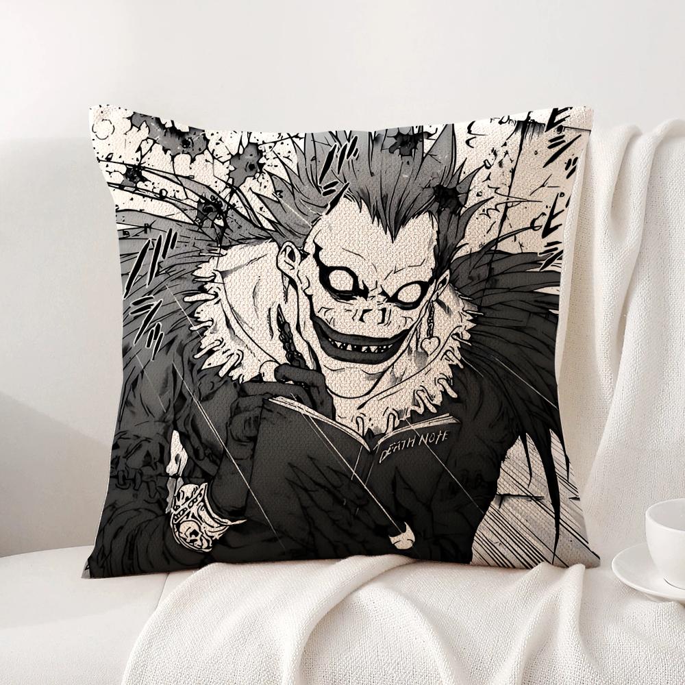 D-Death N-Note Cushion Cover Summer Coolness Linen Fabric Double-Sided Printing Pillow Case Sofa Home Decor Gift