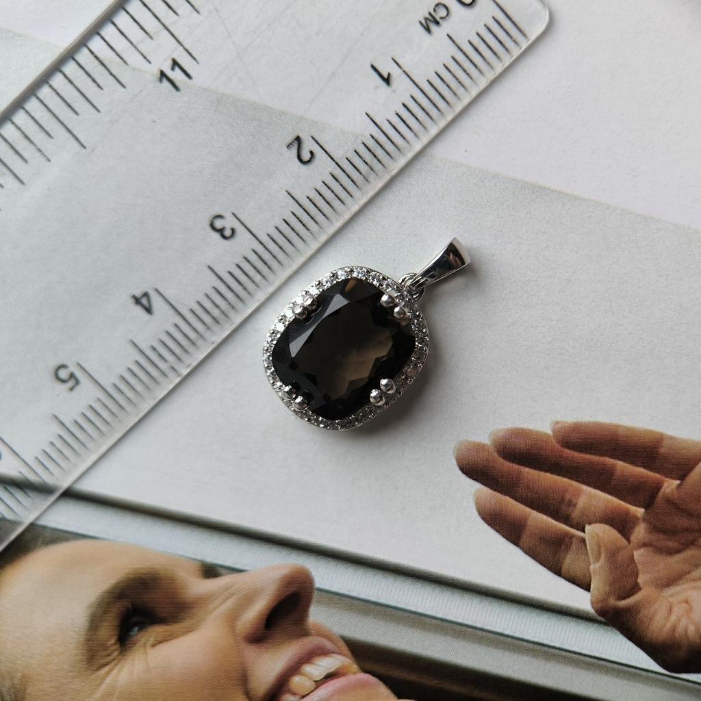 Silver Pendant with Rauchtopaz (smoky Quartz) 5.095ct, with Cubic Zirconia (2178811)