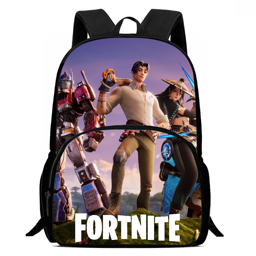 15-Inch Fortnite Cartoon Backpack with Front Pocket, Ergonomic Spine Protection Design & Padded Back Panel for Kids