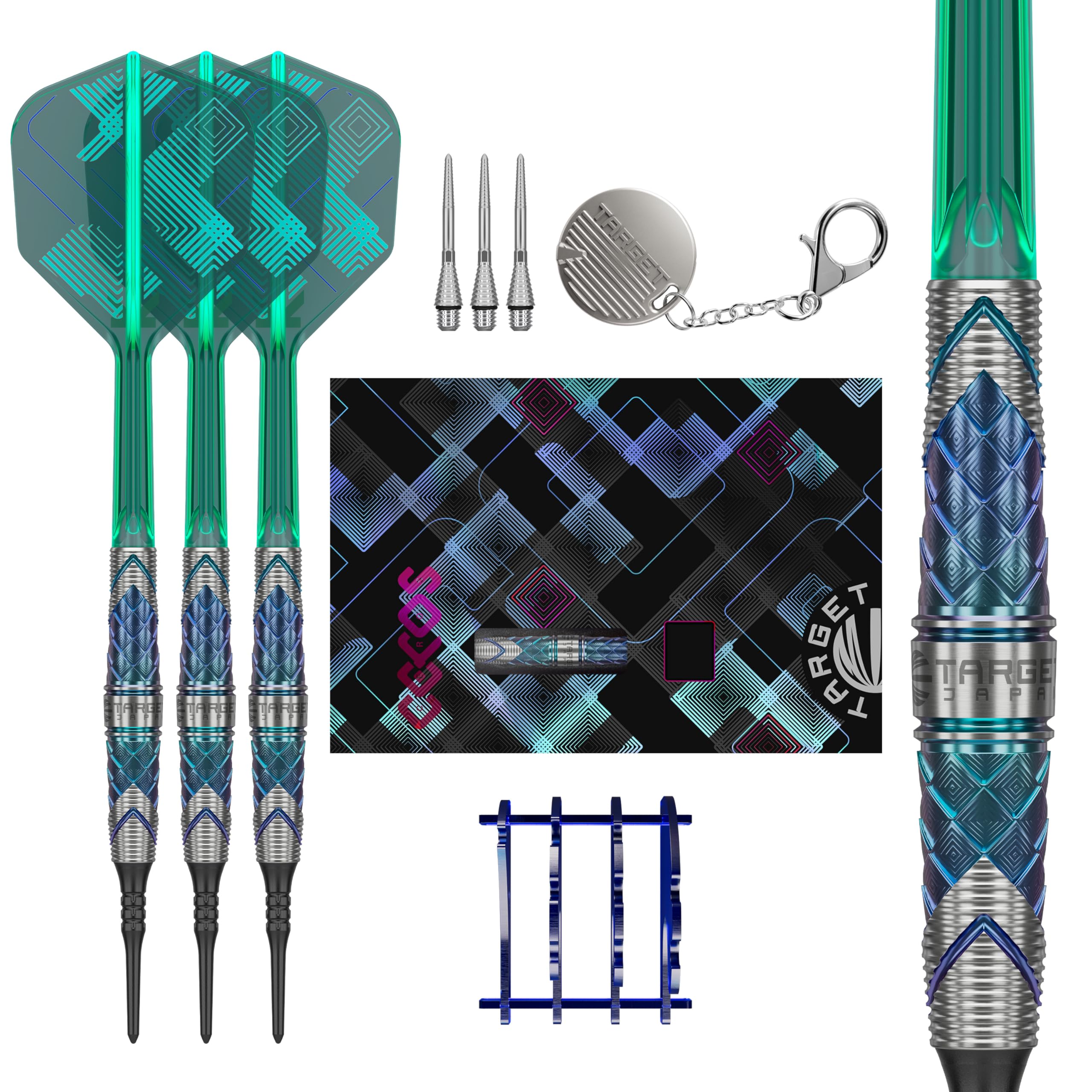 

Target Japan KAZE SERIES CEROS 01 18g Tungsten Soft Tip Dart Set 6 Shape Flights and 2BA Black Pixel Tip Series CEROS 90% K-Flex K-Flex No. Shafts,