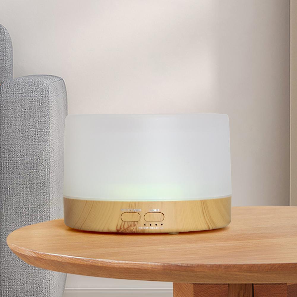 Wood Grain Essential Oil Diffuser Remote Control Ultrasonic Air Humidifier Scent Diffuser, with Timer, Auto-Off, 7 Color Lights