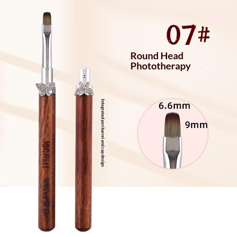 Nail Art Brushes Zircon Butterfly Design Sandalwood Handle Detachable Rod Premium UV Nail Tools Gift for Nail Lovers 7