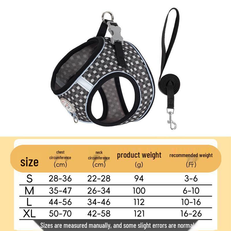 Reflective Vest-Style Pet Harness and Leash Combo