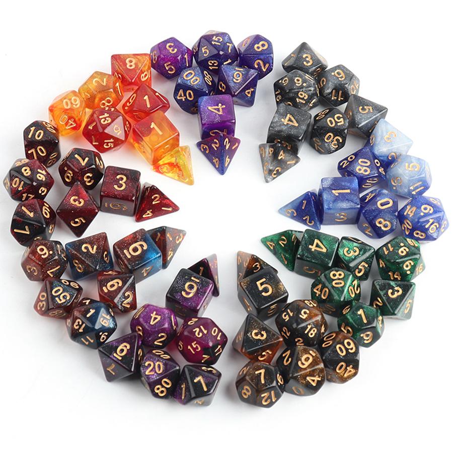 32/56pcs Polyhedral Dice with Black Bag Atmosphere Entertainment Tool for Board Game Room Friends Family Gathering XJM