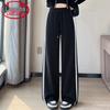 Langsha Women's High-Waisted Lace Trim Straight-Leg Casual Sweatpants