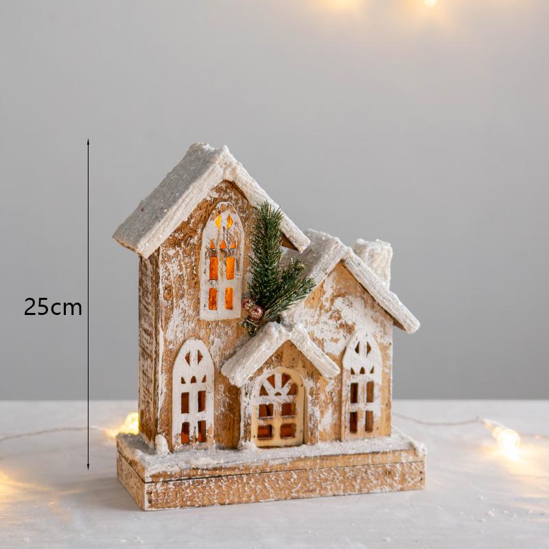 Luminous Wooden Cabin Christmas Decoration Ornament for Shopping Mall Windows