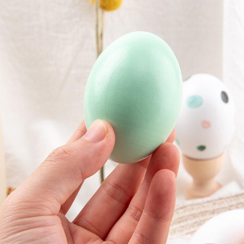 Children's DIY Paintable Wooden Eggs with Egg Holder - Duck Egg Simulation for Easter Decoration