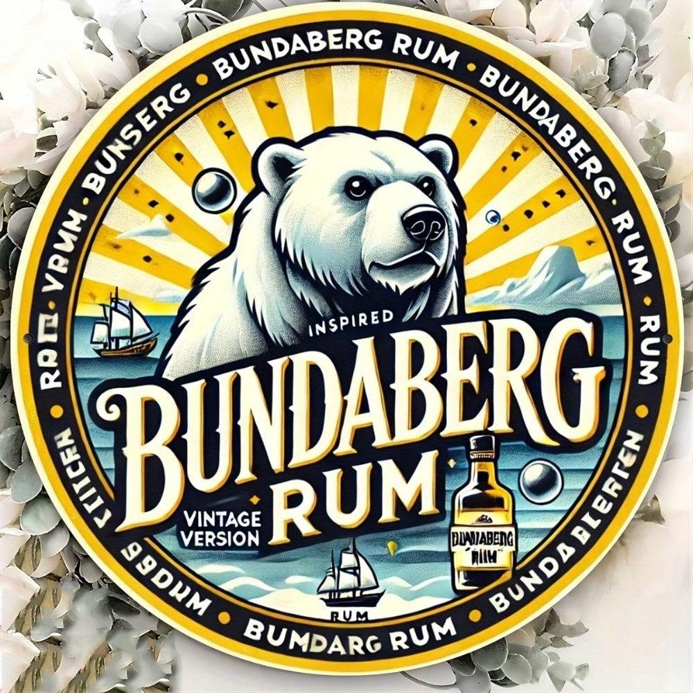 Vintage Metallschild Bundaberg Rum 20x20 cm, Blechposter Wandkunst Bar Dekoration