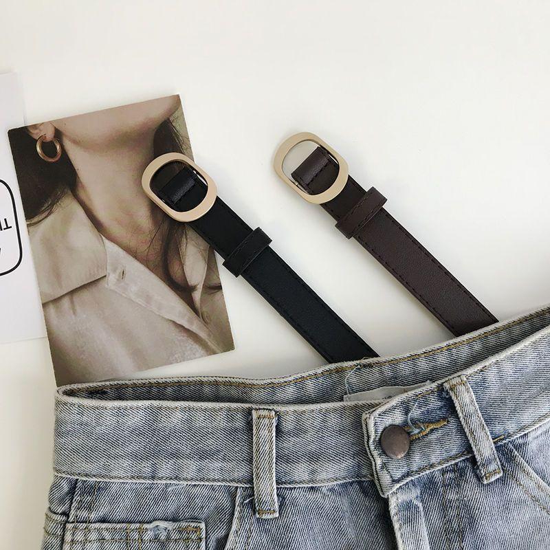 Black Womens Ontrend Pu Belt With Chic Automatic Closure For Effortless Fashion