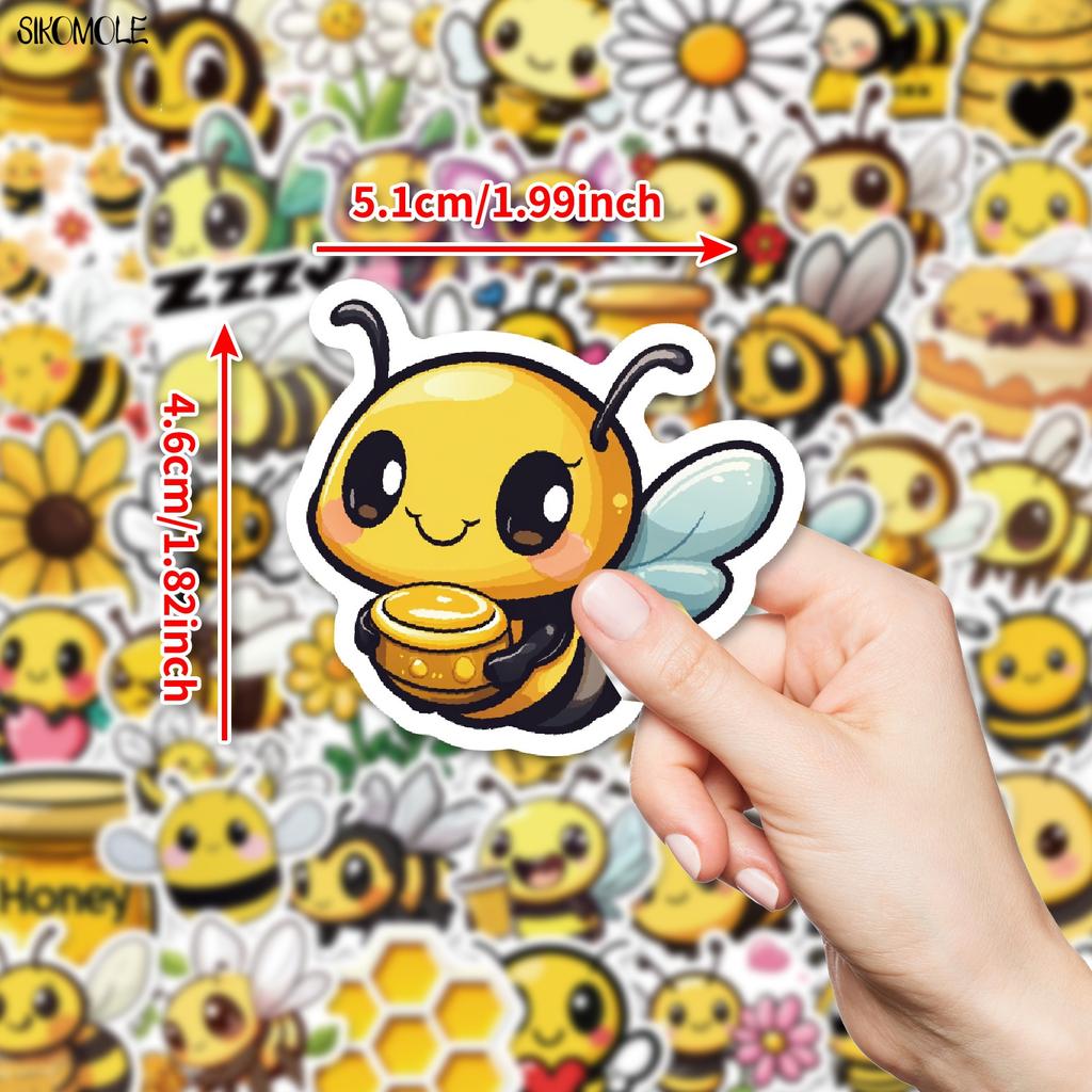 1050 100PCS Cartoon Little Bee Stickers Aesthetic Kawaii Insect DIY Decoration Toy Travel Luggage Decal Graffiti Sticker Pack