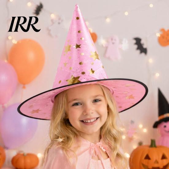 Halloween Party Accessory Witch Wizard Hat, Adult Kids Cosplay Cone Hat with Spider Pointed Web Star Decor, Gothic Costume Prop, Trick or Treat for