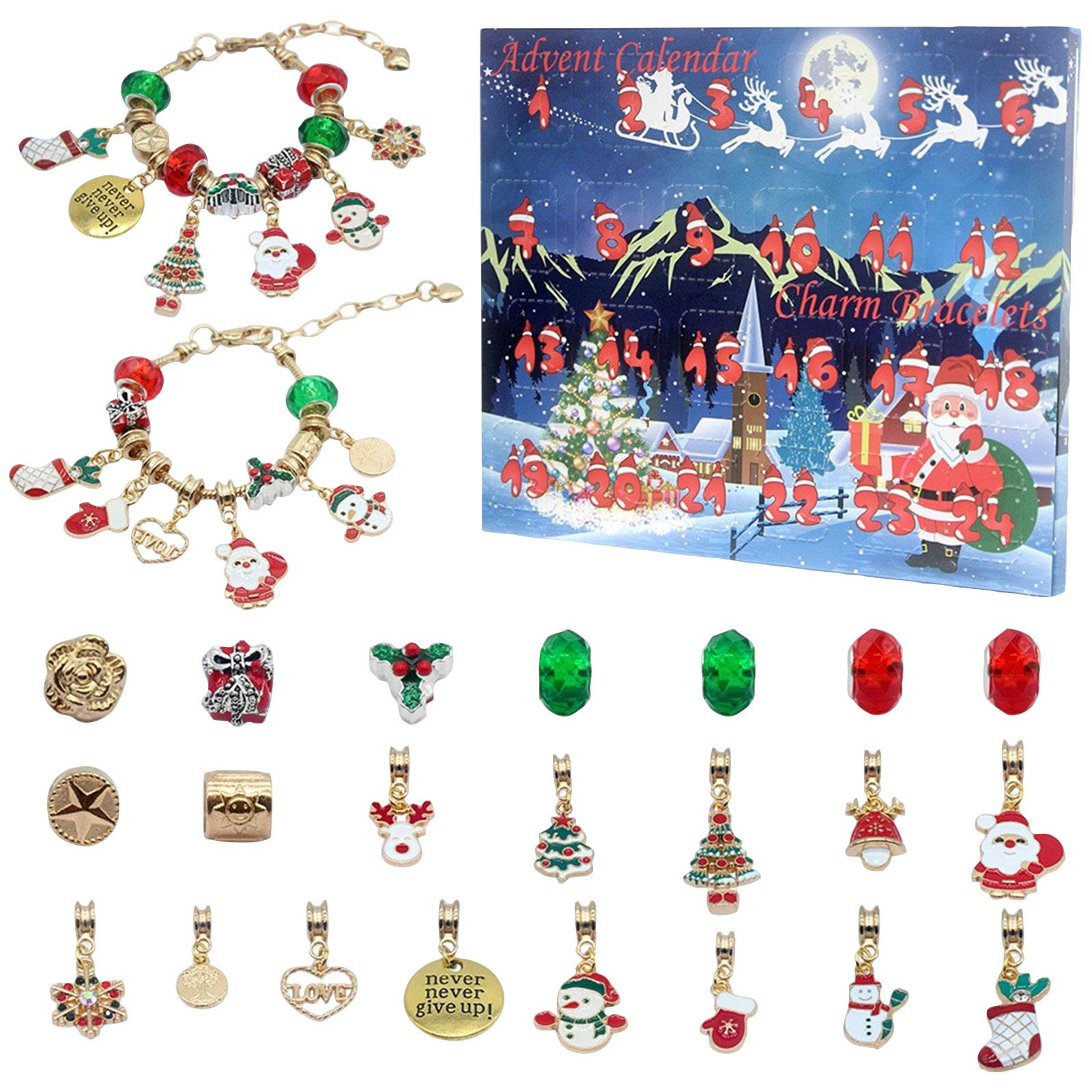 

Рождественский Адвент-календарь Подарки, Набор для изготовления браслетов своими руками Для Ребенка Взрослого, 24 дня Рождественский Календарь Обратного Отсчета Ювелирные Подарки One Size