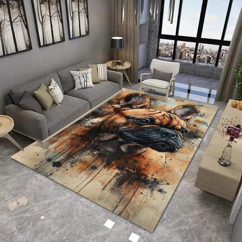 Χαλί με Εκτύπωση Γαλλικού Μπουλντόγκ για Διακόσμηση Σαλονιού Χαλί Καναπέ Χαλί Τραπεζιού Καφέ Πατάκι Δαπέδου Υπνοδωμάτιο Αντιολισθητικό Μαλακό Χαλί Μοντέρνο