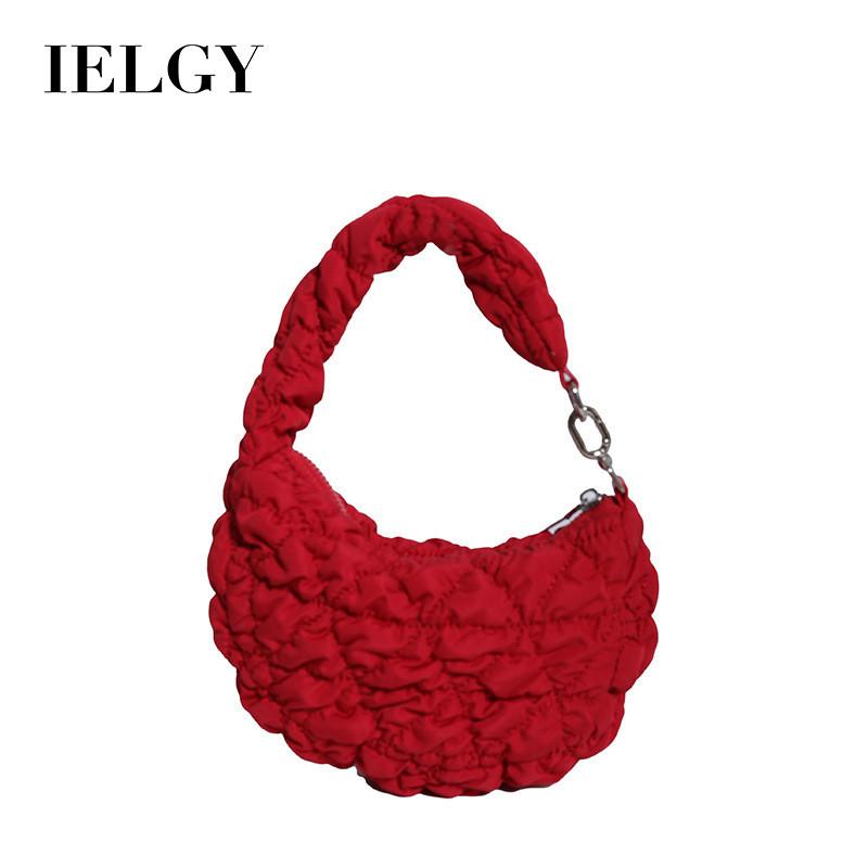 IELGY Cloud Bag Pleated Soft Down Bag Nylon Handbag