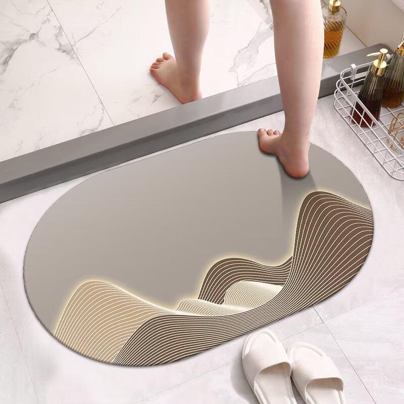 Weiche Kieselgur Toilettenbodenmatte Badezimmer Saugmatte Toilettentürmatte Waschtisch Schnelltrocknend Rutschfest Fußmatte