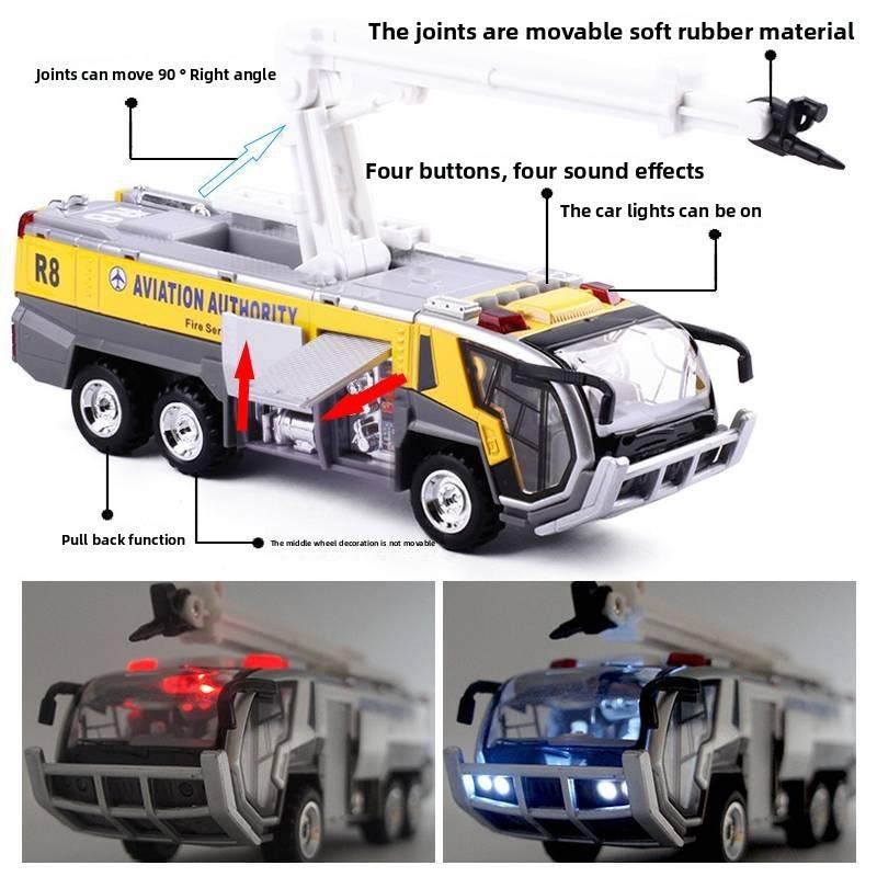 Airport Alloy Simulation Fire Trucks Model Toy With Sound And Functions Light