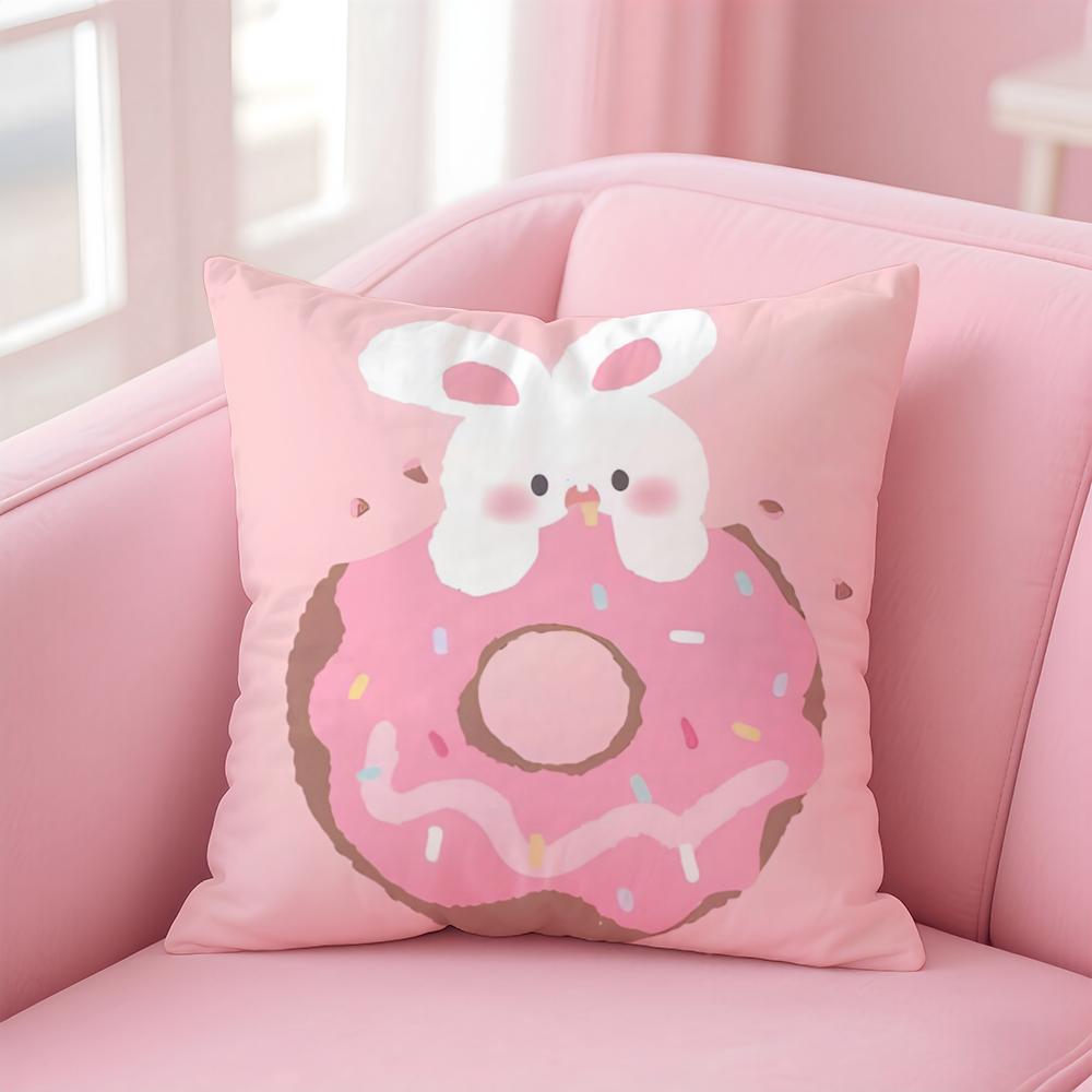 Food Lovers Cartoon Cute Donuts Cushion Cover Pillow Case Soft Skin Friendly Fabric Concealed Zipper