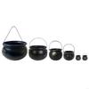 6 Puece Halloween Party Essential Plastic Black Witch Cauldron Bucket for Candy and Treats Container Bowl Decoration