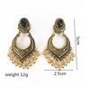 Women Summer Fashionable Retro Ethnic Style Carved Beads Black Gemstone Tassel Earrings Earrings Exaggerated Earrings Gifts