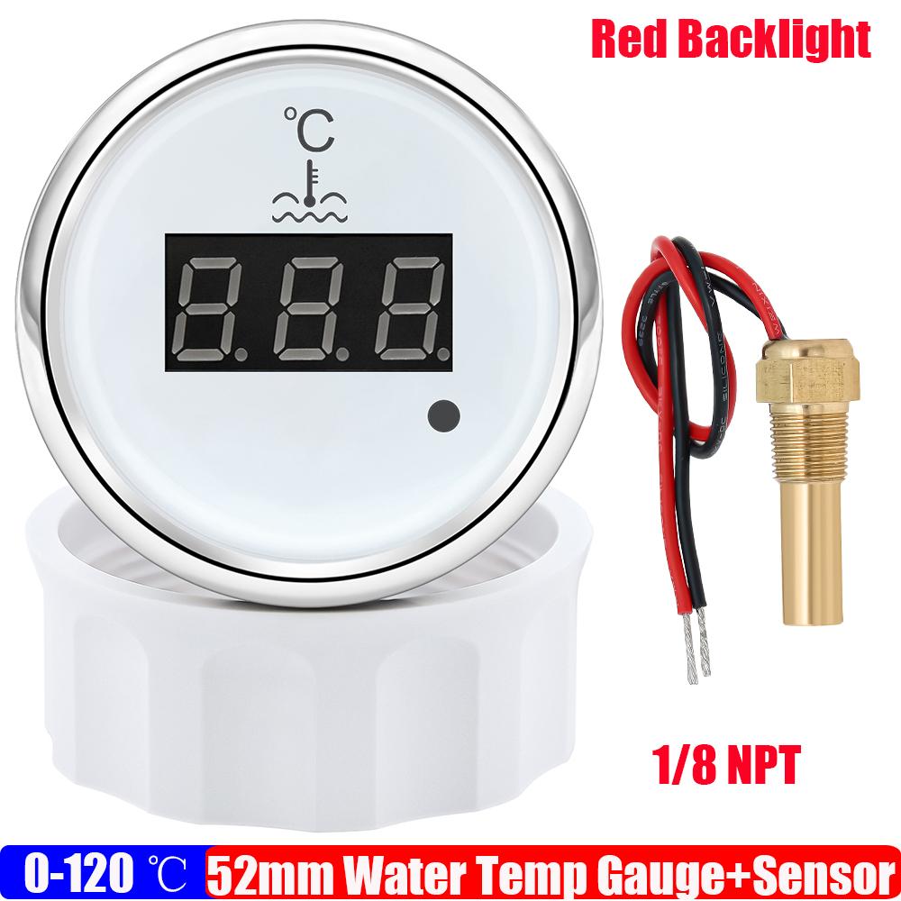 Red Light 0~120℃ Water Temp Meter+Sensor Digital Water Temperature Gauge with Alarm for Car Marine Yacht Boat 12V 24V ized