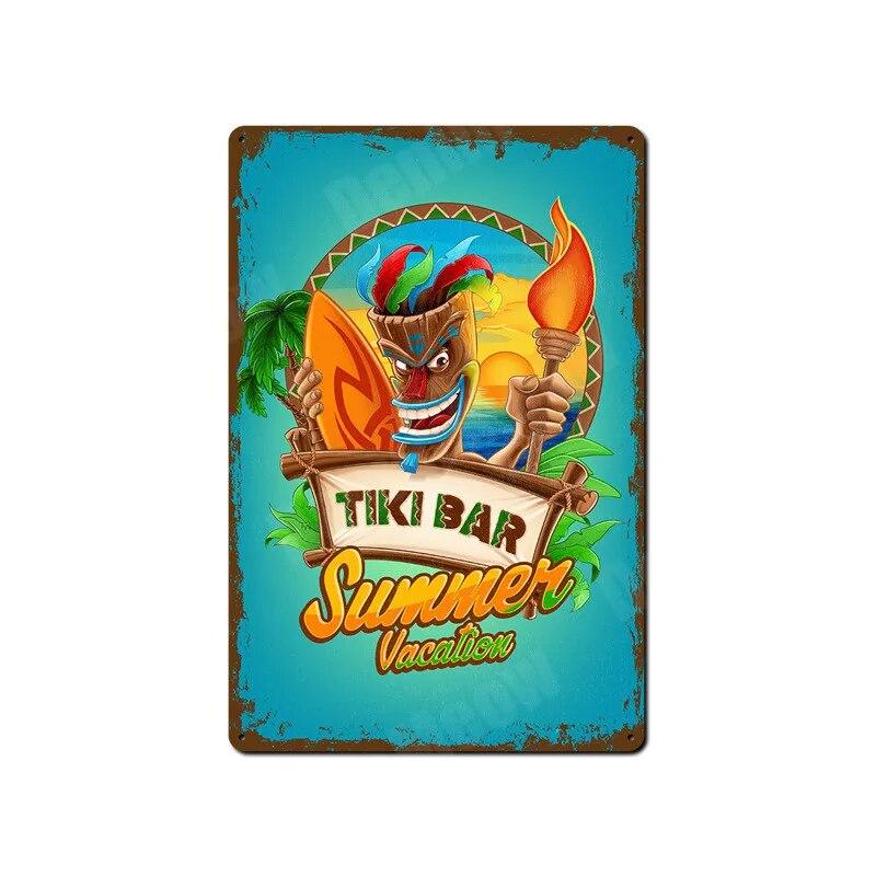 Tiki Bar Wall Art Posters, Tin Signs, Beach Bar, Hawaii Surfing, Vintage Home Decor, Tin, Pub, Cafe, ZSS16