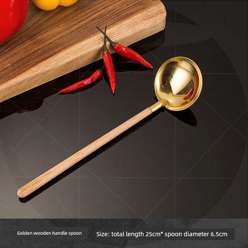 Household Soup Spoon 304J Stainless Steel Spoon Large Head Deepened Soup Spoon Dining Spoon Kitchen Soup Spoon Noodle Spoon