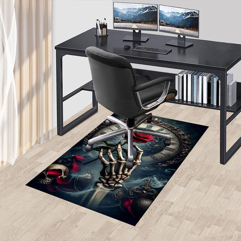 "Timeless Beauty: Gothic Skeleton Hand Holding Red Rose Wall Art Print"Office Mat Home Decor Office Desk Chair Carpet for office ph84