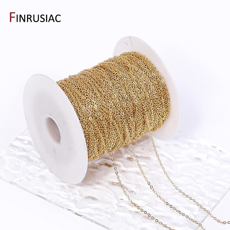 1.6mm 14K Gold Plated Brass Oval Thin Chains For Jewelry Making, DIY Jewelry Accessories Necklace Findings Wholesale