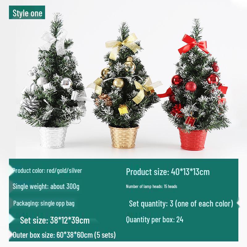 Mini Artificial Christmas Tree with Lights: 30cm/40cm Tabletop Decoration with Ornaments