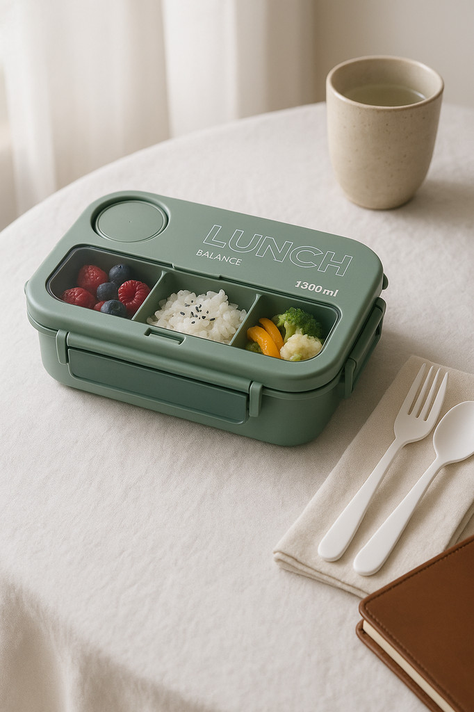 1300ML Portable Lunch Box Kids Students Office Bento Box With Fork and Spoon Microwave Food Storage Container