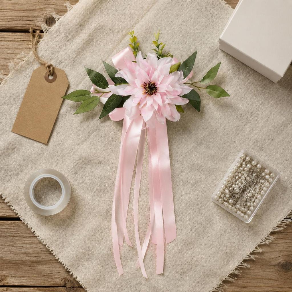 Wedding Car Flower Decoration Romantic Design Wedding Car Decoration Door Handle Flower Reusable Satin Ribbon Bows for Ceremony