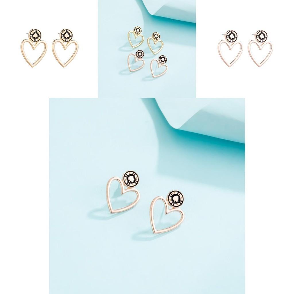 Gold Modern Rose Heart Fashion Earrings With Plated Alloy For Street Style