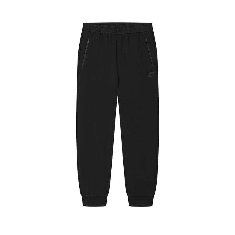 FILA Milano Series Versatile Comfortable Tapered Knit Casual Pants Men bottoms Black F11M515604FBK