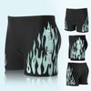 Inner Drawstring Mid-rise Swimming Trunks with Lining Elastic Waistband Breathable Men Flame Print Swim Shorts Beachwear