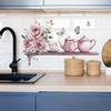 Watercolour Roses Tea Set Background Landscaping Decorative Wall Stickers