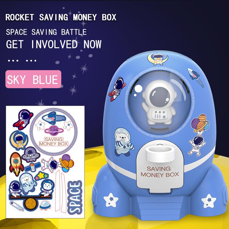 Bazooka Astronaut Piggy Bank Diy Cartoon Sticker, Large-Capacity Piggy Bank Ornament Financial Toy