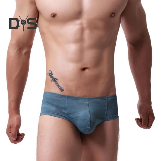 

Мужские трусы-боксеры с низкой талией, U-образные, облегающие шорты, нижнее белье, цветной принт, высокоэластичные, дышащие шорты, нижнее белье XXL синий